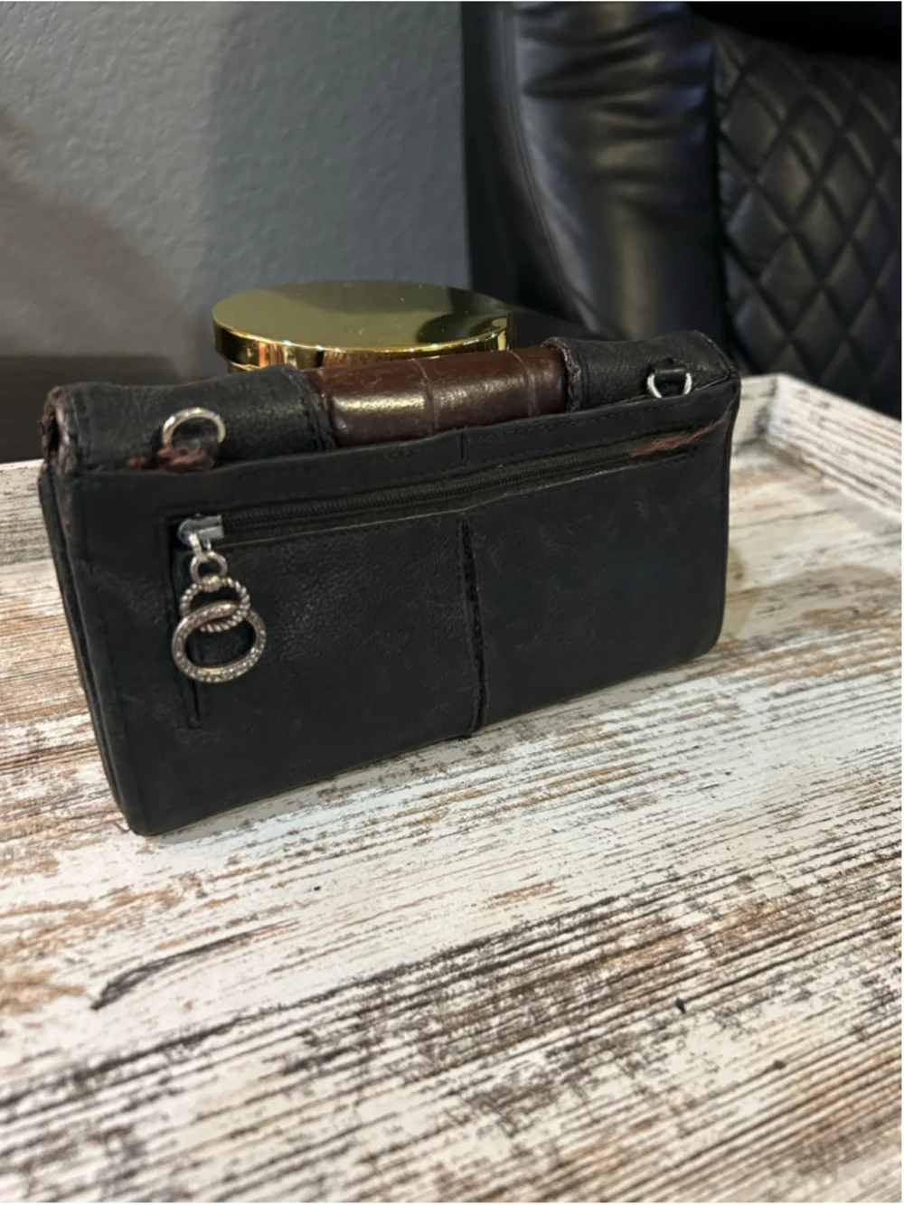 Brighton Leather Wallet/crossbody One Size Black Brown